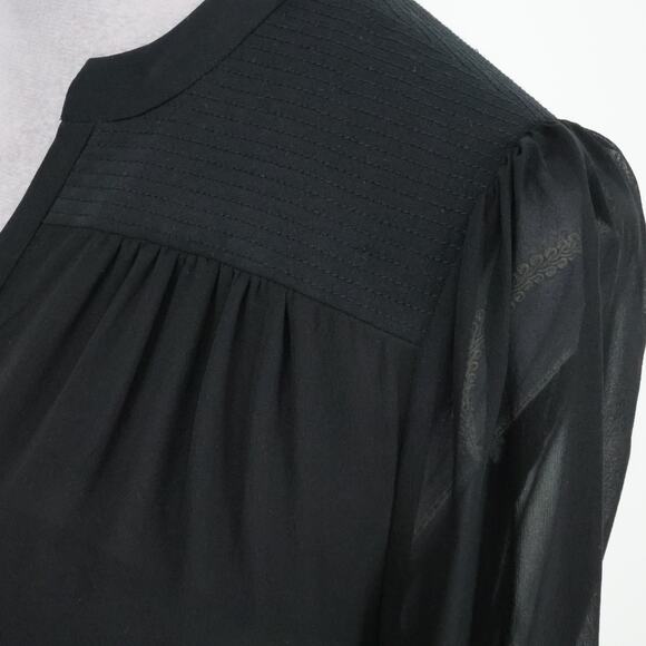 Diane Von Furstenberg Top Womens 4 Black Silk Chiffon Blouse Pleats Lined Career - Picture 10 of 16